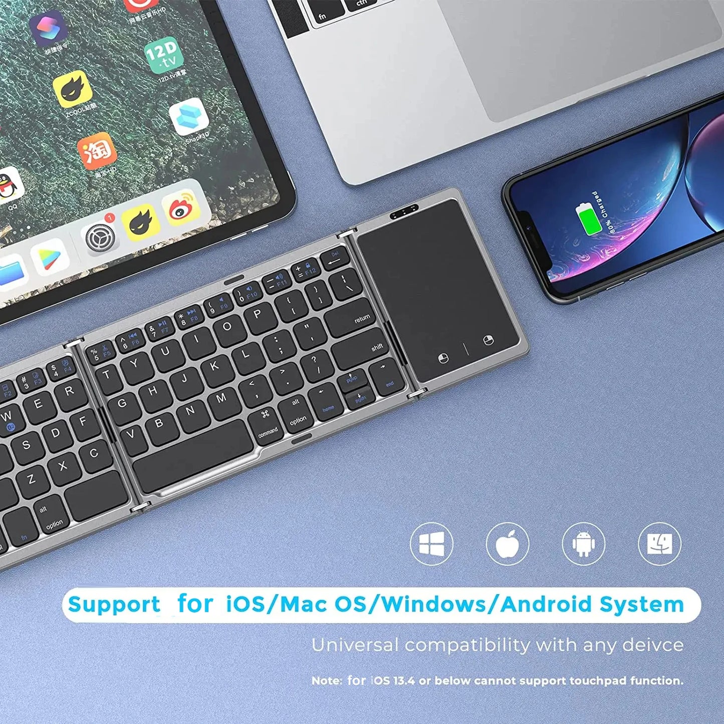 TechFlex Dual Bluetooth 5.1 Keyboard – Compact 3-Folding Design