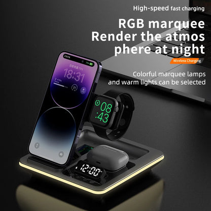 YourBrand 5 in 1 Magnetic Wireless Fast Charger Dock Station – Rapid Charging with Warm Light Indicator