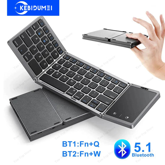 TechFlex Dual Bluetooth 5.1 Keyboard – Compact 3-Folding Design