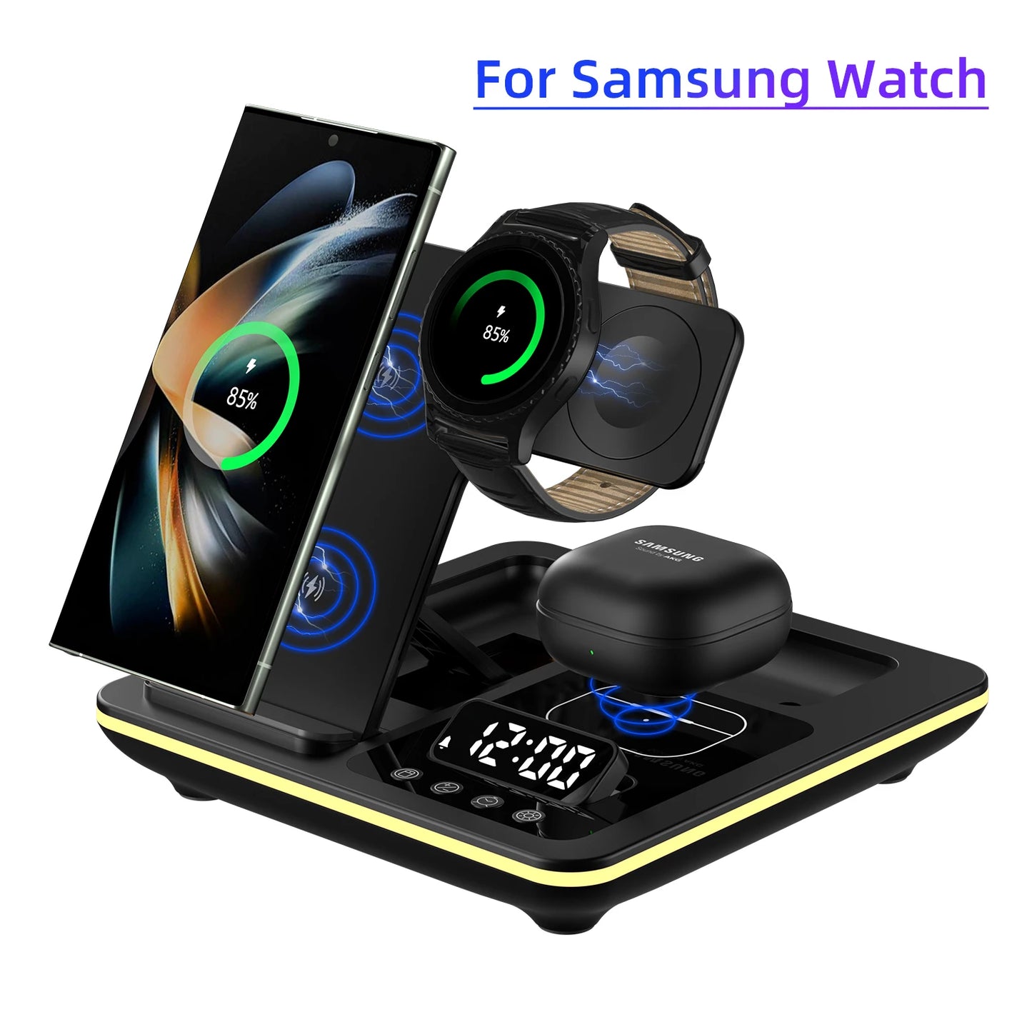 YourBrand 5 in 1 Magnetic Wireless Fast Charger Dock Station – Rapid Charging with Warm Light Indicator