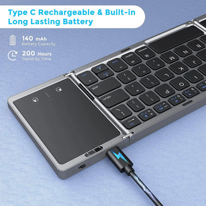 TechFlex Dual Bluetooth 5.1 Keyboard – Compact 3-Folding Design