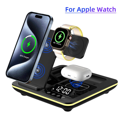 YourBrand 5 in 1 Magnetic Wireless Fast Charger Dock Station – Rapid Charging with Warm Light Indicator