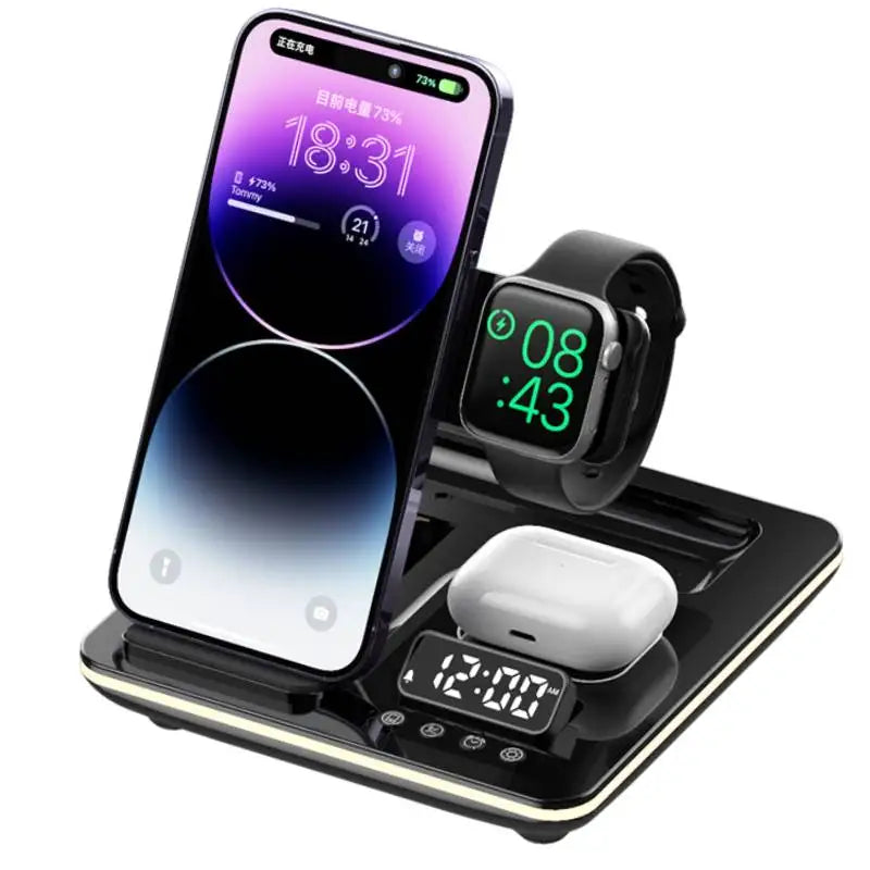 YourBrand 5 in 1 Magnetic Wireless Fast Charger Dock Station – Rapid Charging with Warm Light Indicator