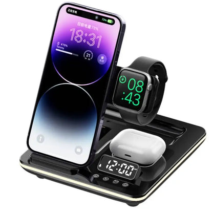 YourBrand 5 in 1 Magnetic Wireless Fast Charger Dock Station – Rapid Charging with Warm Light Indicator