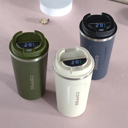 YourBrand Thermos Coffee Mug 380/510ml – Built-In Temperature Display